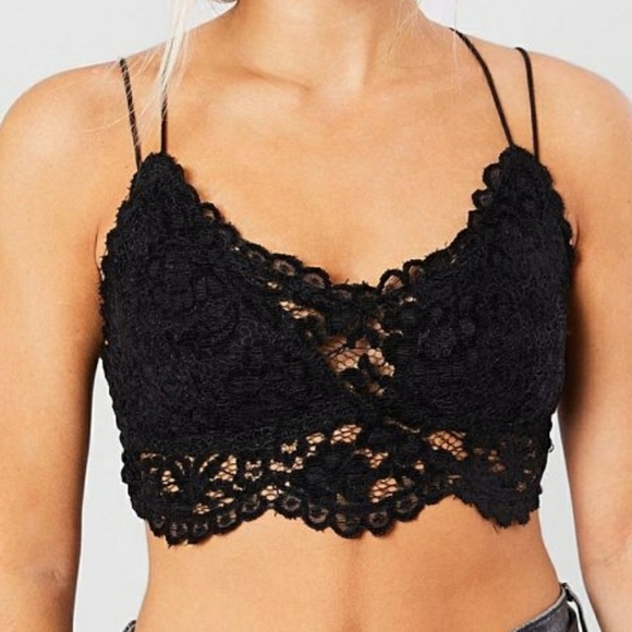 Free People Other - Free People Celine Black Velvet Bralette Top Small